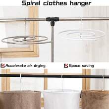 Móc treo quần áo gấp, Giá treo quần áo xoắn ốc cho ga trải giường, Giá phơi đồ giường, Dây phơi quần áo sáng tạo tròn, Có sẵn màu trắng và bạc - Bạc - Xem 12