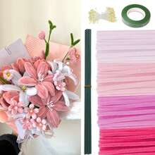 511/572/725 Pcs Value Pack Handmade DIY Floral Cleaning Tool Kit, Includes Colorful Chenille Stems, Flower Set, Floral Wire, Flower Centers, Floral Tape, Ribbons And Wrapping Paper For Valentine's Day And Ramadan Bouquets, Craft Kits, Colorful Marketplace, Craft Marketplace, Artificial Flowers, Wire, Frame Marketplace, Wire, Arts, DIY, Decorations, Shaping Materials, Handmade - Multicolor - View 2