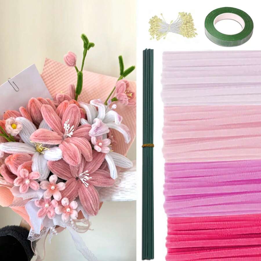 511/572/725 Pcs Value Pack Handmade DIY Floral Cleaning Tool Kit, Includes Colorful Chenille Stems, Flower Set, Floral Wire, Flower Centers, Floral Tape, Ribbons And Wrapping Paper For Valentine's Day And Ramadan Bouquets, Craft Kits, Colorful Marketplace, Craft Marketplace, Artificial Flowers, Wire, Frame Marketplace, Wire, Arts, DIY, Decorations, Shaping Materials, Handmade