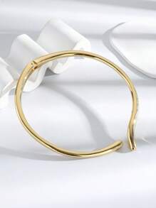 1 pieza Collar gargantilla elegante de aro liso minimalista dorado, joyería personalizada