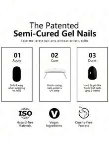 1 peça 20 unhas volta às aulas verão rosa glitter linha gel adesivo de unha remendo semi cura lâmpada UV cobertura total gel adesivo de unha, adequado para mulheres casa faça você mesmo suprimentos de unhas de uso próprio - Multicolorido - Ver 7