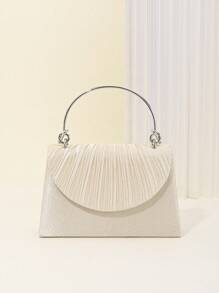 Sac du soir plissé élégant, sac de dîner de couleur unie texturé, pochette parfaite pour fête, mariage et cadeaux de banquet pour fiançailles, enterrement de vie de jeune fille, mariage