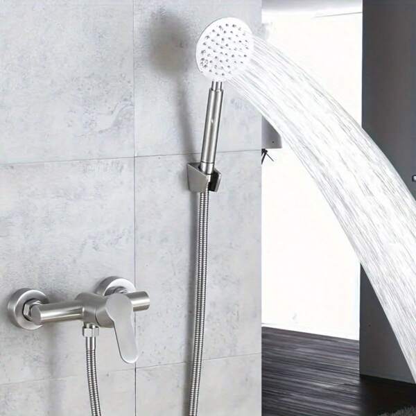 Brushed Nickel Shower Mixer Tap, Bath Faucet, Wall-Mounted And G1/2 Bottom Outlet, Shower Mixer Tap, Bathroom Accessories