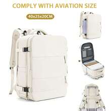 Ryanair-Approved 40x20x25 Expandable Under-Seat Backpack, Waterproof Cabin Bag With USB Charging Port. Unisex For Men And Women - Beige - View 1