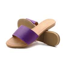 Women's Slide Sandals Fashion Open Toe With Cushioned Footbed Slippers For Beach HONEY-1 - Purple - View 6