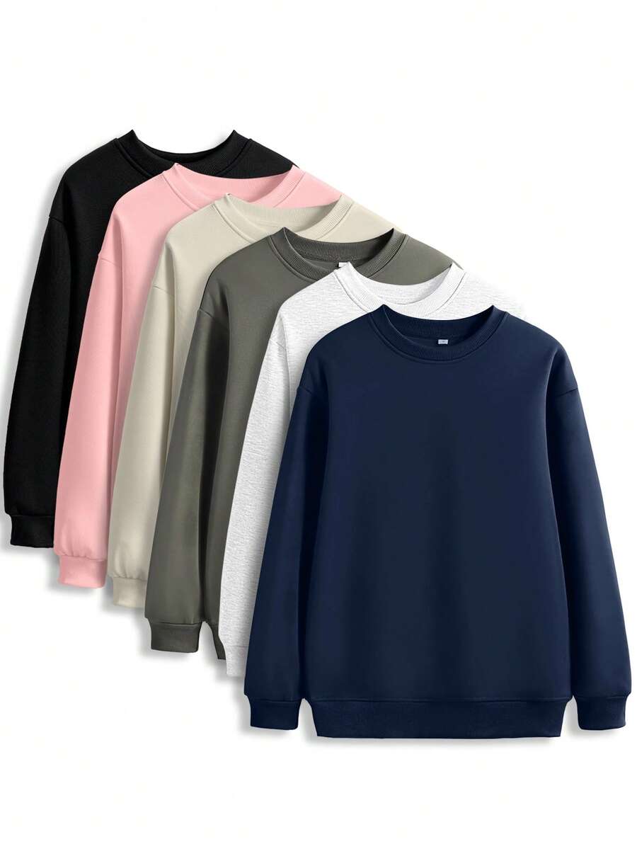 Blueplus Men's 350g Heavyweight Sweatshirt, Loose Fit, Classic Ribbed Cuffs, Long-Lasting Fit And Comfortable, Suitable For Daily Wear, Outdoor Travel Men's Sweatshirt, Autumn And Winter Men's Tops - 藏青色 - 查看 1