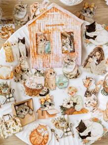 CANDY POETRY 1 Packung mit 40 Stück Haustier Paradies Aufkleber, kreative ästhetische Aufkleber, DIY Deko-Collage Bastelmaterial, Geschenke für Feiertage, personalisierte Scrapbooking-Schulmaterialien, Schulbedarf, Rückkehr zur Schule