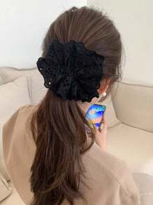 3 Stücke hochwertige Damen Scrunchies aus Spitze in Schwarz, Weiß, Braun - modische, vielseitige, elegante Haraccessoires geeignet für den täglichen Lässig-Stil, Partys, Pendeln, Strand, Make-up-Kombination