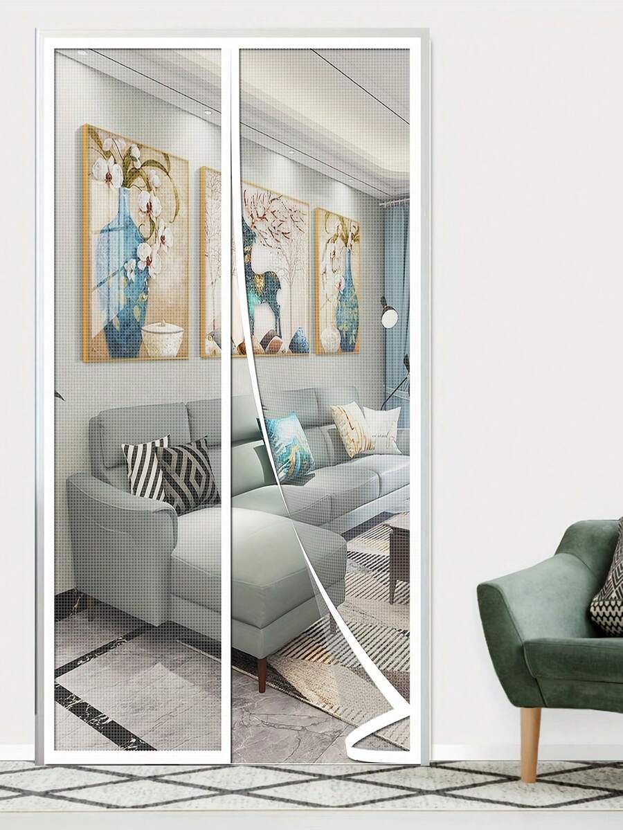 Tenda zanzariera per porta, tenda magnetica antizanzare, 1 tenda bianca antizanzare, tenda magnetica per porta a chiusura automatica, per tenere fuori gli insetti e godere di aria fresca - Sigillatura automatica, senza necessità di foratura, adatta per porte esterne, porte del balcone, porte del cortile, ecc.