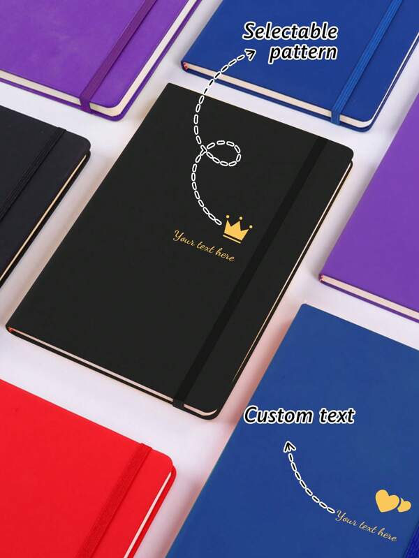 1pc Custom Personalized Notebook, Women's Custom Notebook, Custom A5 Diary Notebook, With Personal Name/Text, Optional Decorative Pattern, Multiple Colors To Choose From, Double-Sided Writing Notebook With Divider, Cute Leather Diary For Work, Business, School, Meetings, Travelers, Small Notebook Back To School