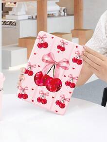 Cherry 1 件樱桃，爱心图案平板电脑保护壳，兼容 iPad 10.2 英寸、iPad Pro 11 2021/2020/10 代、iPad Mini 4/5/6、Galaxy Tab A8 10.5 英寸 2022、Matepad 10.4/Tab，带铅笔槽，防摔，平板电脑支架保护套 - 彩色 - 查看 5
