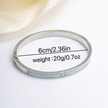 1 pièce Bracelet en acier inoxydable de mode minimaliste de luxe exquis et personnalisé, avec coquillage brillant et strass, convenant pour le port quotidien et les cadeaux, accessoire de style