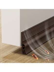 Burlete de goma de 1m con adhesivo acrílico para reducción de ruido y sello de polvo, burlete para parte inferior de puerta, a prueba de viento y aislamiento acústico - Marrón - Ver 1