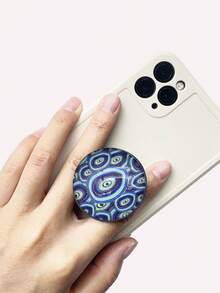 时间宝石蓝色玻璃圆形图案，气囊水晶手机支架，手机推拉支架，手机握把，邪眼玻璃桌面推拉支架，适用于手机伸缩支架平板电脑小礼物，手机配件，弹出式插座手机握把兼容 、Android 手机，生日、家人、朋友的礼物推拉式手机握把 - 彩色 - 查看 14