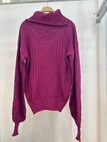 Women's Knitted Turtleneck Sweater – Comfort And Style For Winter - Red Violet - View 1