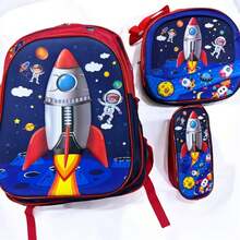 Mochila escolar 3D Infantil 3 en 1 SIN LUZ ,Una mochila 16 pulgadas,una lonchera termica y una lapicera.Divertidos Estampados,multicompartimiento,Aleatorio - Niño pequeño al azar - Ver 4