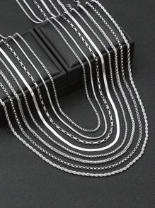 8 Stück Herren Halskette Set aus rostfreiem Stahl, Twist-Kette, Schlangenkette, Basic-Stil, DIY Halskette, 60 cm Länge, geeignet für täglichen Tragen, Sommer Herren Schmuck