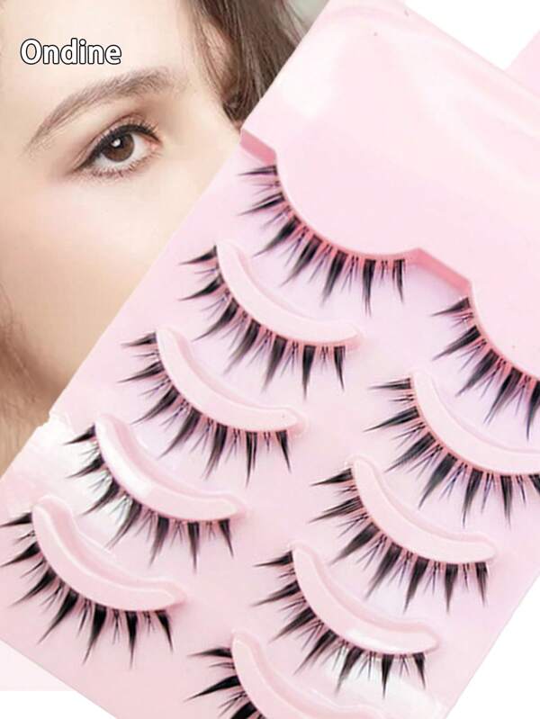 Ondine 5 Pairs Of Complete One-Piece Upper Eyelashes 10-15mm, Naturally Curled, Super Thick Black, Soft And Crossed Fish Tail, Extremely Fine Black Stem, Slender And Charming European And American Style. The Whole Eyelash Is Simulated With Plush Feeling, Enlarged For Lazy Eyes. Portable Eyelashes Can Be Used Multiple Times Without Burden Or Eye Irritation