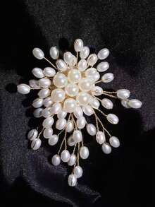 1pc Handmade Twisted Copper Wire Pearl Brooch Pin, Elegant Fashion Decoration For Dress Or Suit - Pearl Brooch - View 8