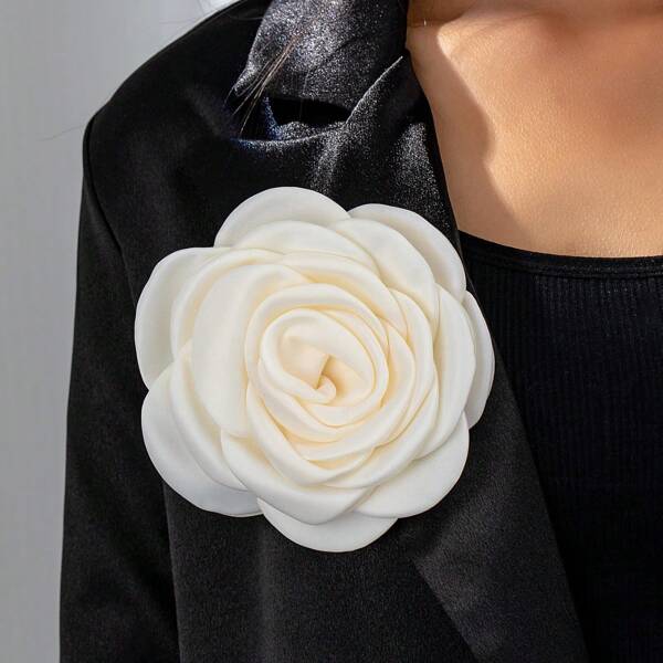 1 pieza Broche de flor de camelia versátil y a la moda para mujeres, apto para uso diario, de fiesta y reuniones, broche hecho a mano, flor simulada, decoración de rosa para vestidos de boda