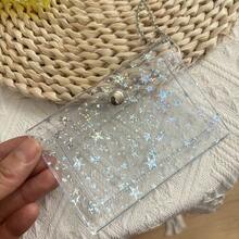 2 Pockets Stars Card Holder, PVC Change Purse With Keychain, Clear/Purple/Pink/Laser Small Cards Organizer, School Supplies School Supplies,Back To School - one-size - View 15