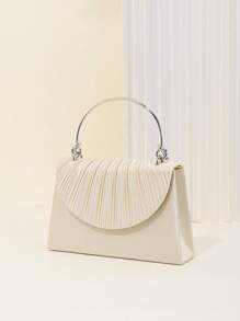 Sac du soir plissé élégant, sac de dîner de couleur unie texturé, pochette parfaite pour fête, mariage et cadeaux de banquet pour fiançailles, enterrement de vie de jeune fille, mariage