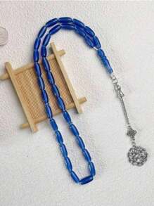 1pc Classic Minimalist 33pcs Narrow Rice Bead Bracelet, Acrylic Solid Color, Suitable For Men Daily Wear