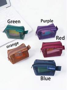 1 件小型随身包、方形网眼零钱包、迷你钥匙包、耳机包、化妆包、数码包、透明收纳包、便携式化妆包、拉链收纳包、化妆包、硬币、钥匙和卡片收纳包，适用于口红、刷子、护肤品、小物件，适用于家庭、度假和节日万圣节圣诞节多功能用途 - 彩色 - 查看 8