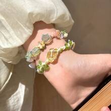 1Piece Hand-Woven Natural Stone Flower Bracelet, Forest-Style Fresh Niche Design For Women Daily Wear Date Gift All Seasons Fashion Jewelry - Phong cách Chín - Xem 3