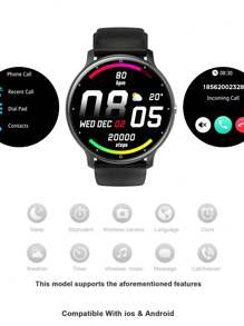 A Unisex Black Silicon Strap 1.28 Inch High Definition Touch Screen Multifunctional Digital Sports Watch With Various Sport Modes, Music Control, Photograph Control, Social Media Notification, Suitable For Gift, Sports, School, Etc. Best Choice For Gifts.,As A Father's Day Gift As A Gift For Students Returning To School