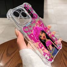 Funda de teléfono elegante que muestra encantadoras muñecas, adecuada para modelos de 16, 15, 14, 13, 12, 11 Pro, X, XR, XS, 8 y Plus, diseñpara ser resistente a los golpes con una capa suave y transparente.17   17promax - transparente - Ver 4