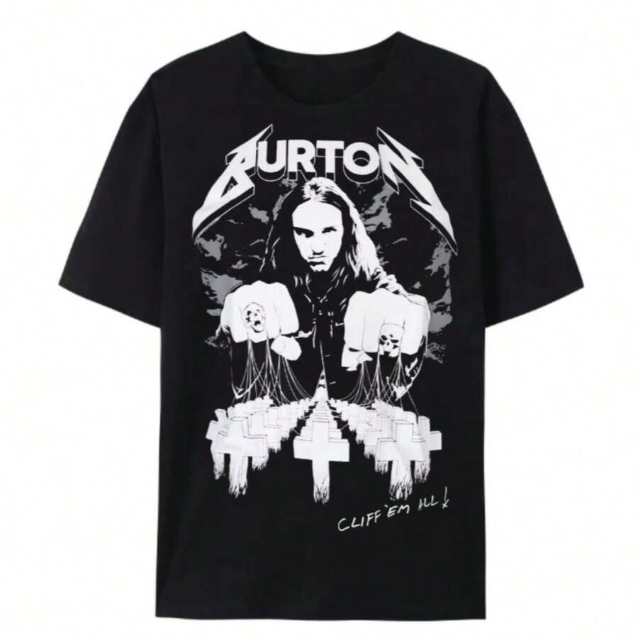 Refreshing Summer 2025 M-Metallicas Rock Band T-Shirt Men Women Short Sleeve Cotton Tees Streetwear Brand T-Shirt Unisex Tops Oversize Clothing - 黑色 - 查看 1