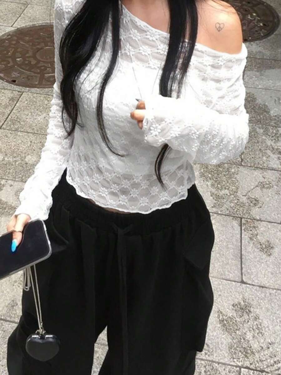 2025 Summer New Sexy Floral Print Thin Long Sleeve Women T-Shirt