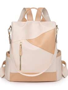 Fashion Women's Large Capacity Anti-Theft Backpack, Colorblock Design, Suitable For Travel, Campus And Street Wear, School Backpack - Black - View 15