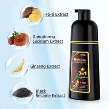Dark Brown Hair Dye Shampoo 3 In 1 For Women/Men Hair Color For Grey Coverage Seimi Permanent Instant Champu Para Canas Mujer For Men - Herbal Natural Dye Cover Gray - 棕色 - 查看 8