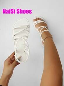 Women's New Round Toe Casual One-Strap Flat Slides, Slip-On Flat Sandals, Fashion One-Strap Simple Flat Sandals, Comfortable Simple Travel Beach Shoes, Flat Sandals, In White, Brown, Black, Leopard, Floral