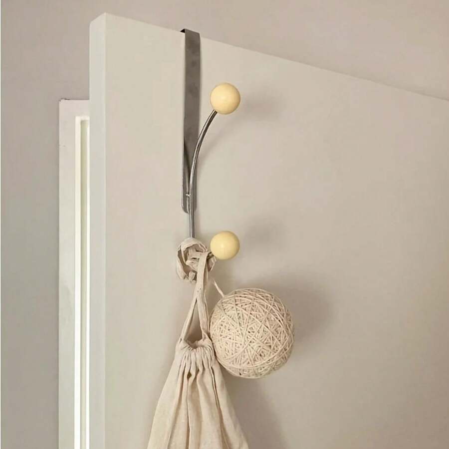 Gancho de Hierro para Puerta Fácil de Instalar, Ganchos Metálicos Resistentes para Abrigos, Sombreros Perfectos para Almacenamiento en Dormitorio, Cocina y Baño - Blanco - Ver 1