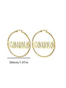 Niestandardowe kolczyki z imieniem Hollow Hoop dla kobiet i dziewcząt Personalizowane kolczyki ze stali nierdzewnej o średnicy 30-70 mm Minimalistyczna biżuteria na zamówienie Codzienne wakacje Impreza Odzież Najlepsze prezenty urodzinowe