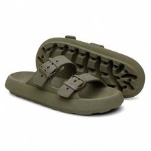Men's Cloud Flip Flops Slide Sandal Two Straps Comfortable Birken Buckle - 軍綠色 - 查看 4