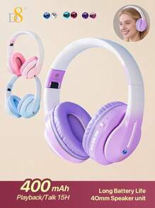 D8 Headphones Over Ear,15H Playtime And 6 EQ Music Modes With Microphone,HiFi Stereo Foldable Lightweight Wireless Headset,3.5MM/Micro SD/TF, Deep Bass For Home Office Cellph One PC Etc.