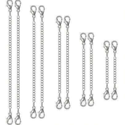 5pcs(3-15cm) Stainless Steel Necklace Extender Chain Necklace Extenders Tail Chains For Bracelet Anklet Stainless Steel Chain Extenders For Jewelry Making