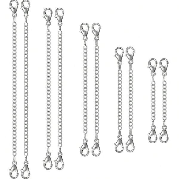 5 stuks (3-15 cm) roestvrijstalen kettingverlengstukken, kettingverlengstukken, staartkettingen voor armbanden en enkelbanden, roestvrijstalen kettingverlengstukken voor het maken van sieraden