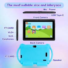 Tableta para niños, tableta de 7 pulgadas con 16GB de ROM, 1GB de RAM, WiFi de 2.4G, pantalla con protección ocular, controles parentales, aplicaciones y juegos educativos, tableta educativa, cámara dual, funda a prueba de golpes, interacción divertida, enriquecimiento cultural, regalo para niños, regalo de vacaciones, regalo de cumpleaños, regalo de Año Nuevo, regalo del Día del Niño