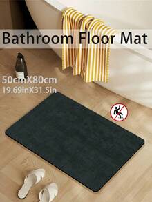 1 Piece Absorbent Non Slip Entryway Mat Made Of Durable Polyester Suitable For Front And Back Doors Entryway Pet Friendly Door Mat - Black - View 9
