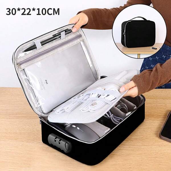 Elektronik-Organizer-Tasche mit Zahlenschloss, geeignet für Ladegeräte, Kabel, Powerbanks, Tablets, Mäuse, Festplatten und andere elektronisches Zubehör