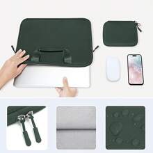 MOSISO 13-13.3 Pulgadas Funda para Laptop Compatible con MacBook Pro 14 M5 M4 M3 M2 M1,Neopreno Maletín con Bolsa Pequeño Desmontable, Rosa - Verde esmeralda - Ver 6