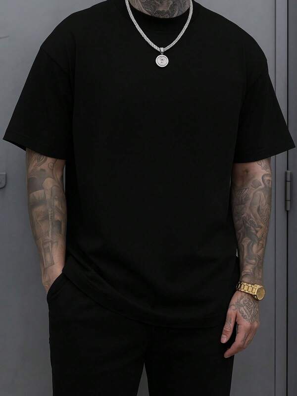 Camiseta Oversized Masculina Básica Tecido Premium Confortável Preta