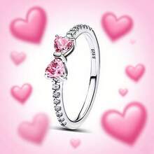 New 925 Silver Ring Zirconia Shining Pink Bow Ring Original S925 Finger Wedding Ring DIY Women Fine Jewelry Gift - Pink Bow Ring - View 9