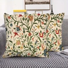 1 pieza, 2D, Funda de almohada de peluche corto súper suave, estilo clásico vintage medieval botánico (inspirado en el vintage) para decoración del hogar, regalos de vuelta a la escuela, puede elegir la funda de almohada impresa por un solo lado o por ambos lados (sin relleno de almohada)