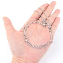 2 Stück/Set einfache klassische goldene/silberne Edelstahl Kugelkette Figaro Kette Knöchelkette für Frauen
